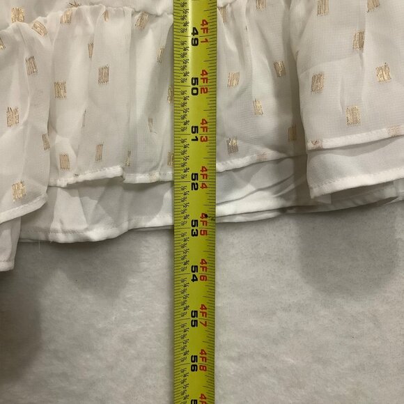 Melissa McCarthy Seven7 White Ruffle Dress Women 3X Gold Polka Dots Flowy - Picture 8 of 9